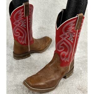 Womens Nocona Cowpoke Boots Size 6.5 B Brown Red Leather Cowgirl Western Boot